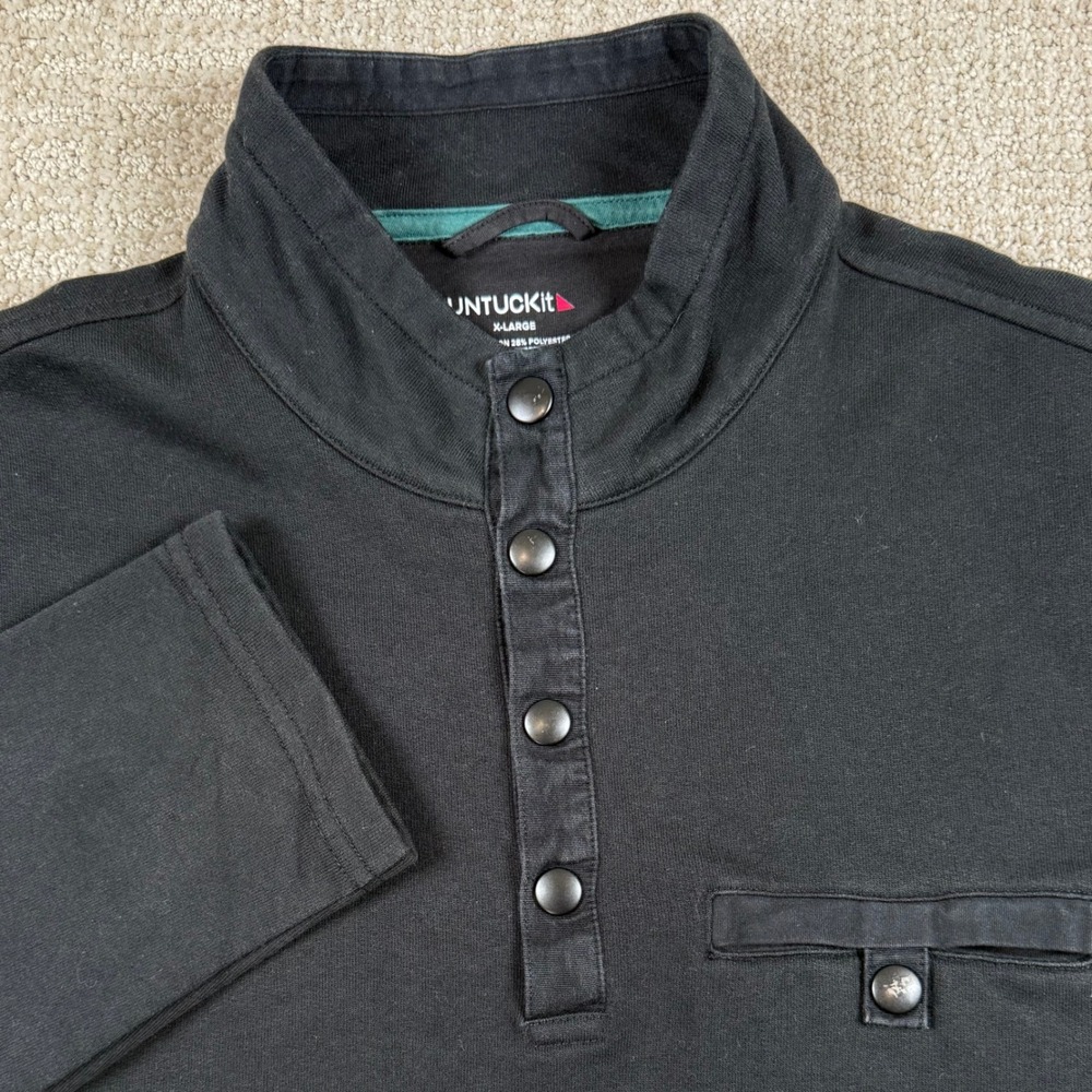 UNTUCKit Mens XL Black Parkson Snap Mock Neck Pullover Sweatshirt 41232